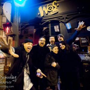 Professional portrait of me with muy friends at The WOS Bar captured by my friend  fellow photographer Valerie Schooling while I was on location in Paris France shooting