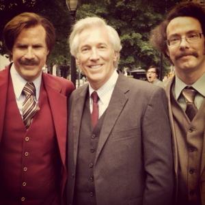 Will Ferrell and Fred Galle on set of Anchorman 2 The Legend Continues 2014