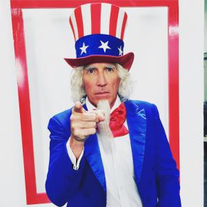 Uncle Sam actor Fred Galle portrays Uncle Sam for NASCAR on NBC and NBC Sports.