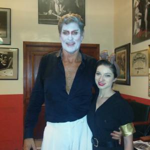 Sydney Meyer on the set of Alleluia! The Devils Carnival with David Hasselhoff