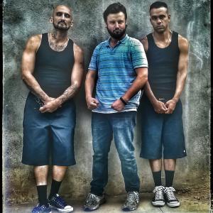 Wilson Ramirez, Director Steve Robbins and Jandres Burgos on set in Boyle Heights filming a USC project called Armed.