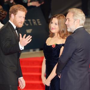 Sam Mendes, Barbara Broccoli and Prince Harry at event of Spectre (2015)