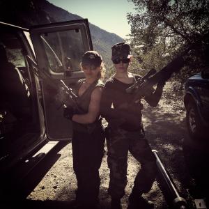 Carolyn Feres on set as Assistant Stunt Coordinator 2014