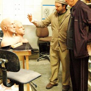 Barney Burman with Leonard Nimoy for Star Trek 09