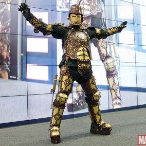 Thomas Willeford winning the Marvel costume contest with his Steampunk Iron Man cosplay at Comic Con International 2014