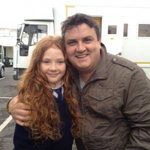Playing young Georgina in FOOD GUIDE TO LOVE Film On the set with Actor Simon Delaney 2012