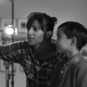 Forrest Wheeler on set with Chanel Eakin, Director of the Santa Monica History Museum PSA 