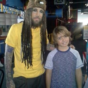 Jean Nasser with Brian Welch while shooting his new video.