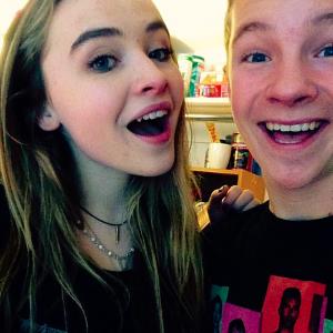Justin Ellings with Sabrina Carpenter on the Set of Girl Meets World
