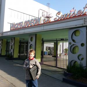 Justin outside of Nickelodeon Studios getting ready to go in and guest star on Sam and Cat
