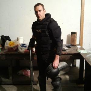on set as a SWAT officer