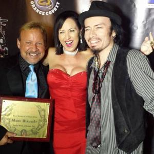 Actor Marv Blauvelt, Actress/Producer Sheri Davis, and Actor/Musician Billy Blair at the awards ceremony for their film by Spencer Gray, 