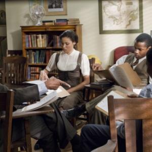 Still of Denzel Washington, Jurnee Smollett-Bell, Denzel Whitaker and Nate Parker in The Great Debaters (2007)