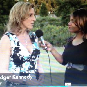Carolyn Bridget Kennedy being interviewed at the Protecting Canadian Children Alberta Fundraiser Summer 2014