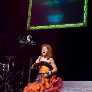Sabrina as a mini Cyndi Lauper at Legends in Concert in Myrtle Beach, July 2014.