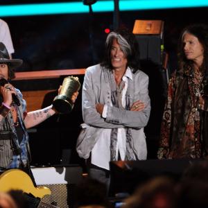 Johnny Depp Joe Perry and Steven Tyler at event of 2012 MTV Movie Awards 2012