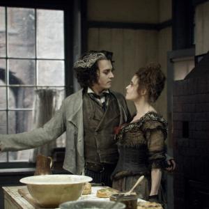 Still of Johnny Depp and Helena Bonham Carter in Sweeney Todd: The Demon Barber of Fleet Street (2007)