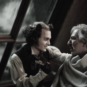 Still of Johnny Depp and Alan Rickman in Sweeney Todd: The Demon Barber of Fleet Street (2007)