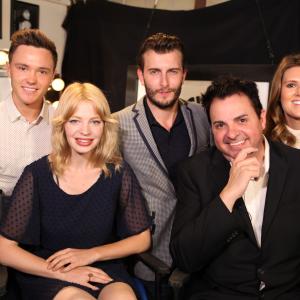 Charlotte on Actors E Chat, with host Sandro Monetti and fellow guest stars Cameron Moir, Declan Laird and Chloe Farnworth.