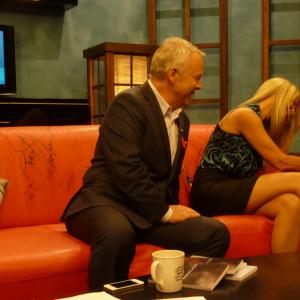Signing the famous Celebrity Couch during my 'Morning Live' TV Interview