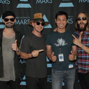 Thirty Seconds to Mars, an American rock band from Los Angeles, California. (L-R) Tomo Milicevic, Shannon Leto, Roger Anthony and Jared Leto. Jared Leto won the 2014 Academy Award for Best Actor in a Supporting Role for Dallas Buyers Club.
