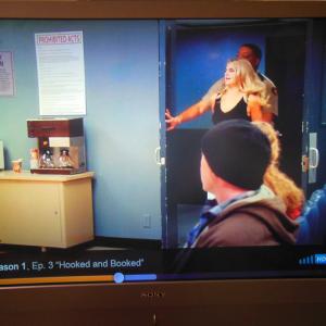 Me in the Show  Benched Episode is  Hooked  Booked Aired 11112014Im the one watching Eliza Coupes character  Nina Whitley  being led in in handcuffsI have a red dress onBlonde ponytail