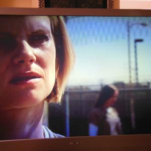 Me again in  Justified Episode is  Restitution Aired 4082014Im the one kind of looking down and walking behind and to the right of Joelle Carter