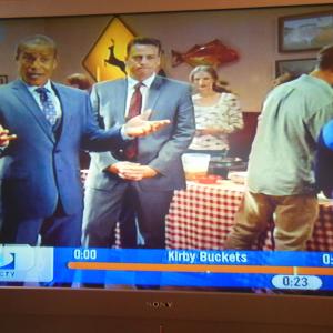 Me still serving food on the Disney XD Show  Kirby Buckets The Episode is  Macs Back Im the one standing under the orange fish on the wallIm playing an  Eli Nation  FollowerAired 292015