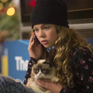 Still of Megan Charpentier and Grumpy Cat in Grumpy Cat's Worst Christmas Ever (2014)