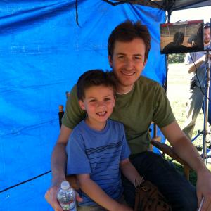 With Joe Mazzello, director/producer, on set of movie 