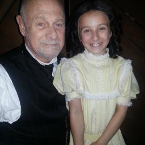 Paris on set of The Disappointments Room with Gerald McRaney.