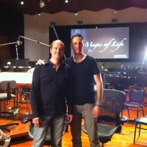 Edy Lan with producer and engineer Rafa Sardina at the recording session of 