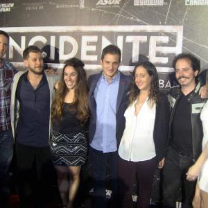 Edy Lan with producers Victor Shuchleib Miriam Mercado Salomn Askenazi Isaac Ezban and actress Nailea Norvind on the red carpet of THE INCIDENTs premiere in Mexico City September 2015
