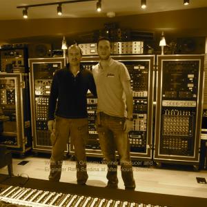 Edy Lan with producer and engineer Rafa Sardina at the After Hours Studio in Los Angeles California