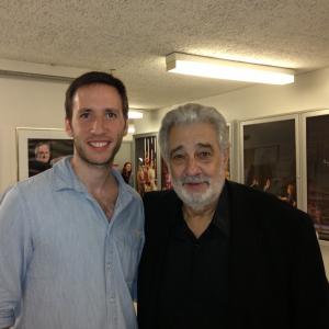 Edy Lan with tenor Placido Domingo at Los Angeles Opera working on the production of THE BOHEMIANS.