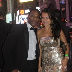 Executive Producer  Director of The Rhyme Impersonator Show Richard Oliver Jr seen here with Kickstarter backer beautiful Brazilian model Michelly Finley