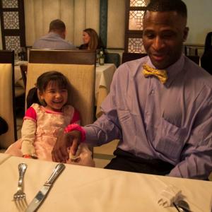Executive Producer  Director of The Rhyme Impersonator Show Richard Oliver Jr seen here with up and coming child star Amanda Chen at the 2 time michelin 5 star rated restaurant Tulsi Amanda will appear with Ric
