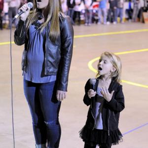 Livvy singing the National Anthem for Cincinnati Rollergirls game at Cincinnati Gardens