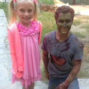Chalee and the Zombie on set of Horror Haiku.