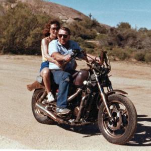 Dorothy & Myself testing the bike Tex Cobb rides in Raising Arizona