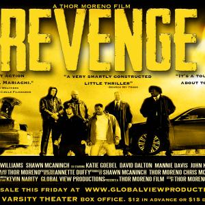 Poster graphic for the film Revenge based on a production still shot by Michael Banks