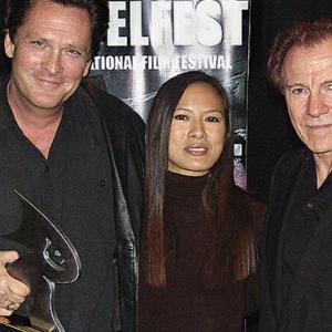Michael Madsen receives 1st Annual Equinoxe Rebel Award from Grace Kosaka and Harvey Keitel Sept 11 2005