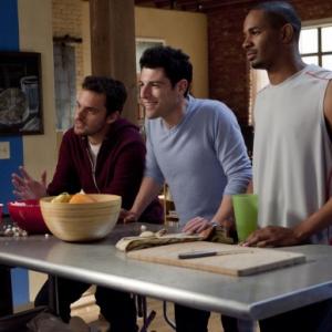 Still of Max Greenfield Damon Wayans Jr and Jake Johnson in New Girl 2011