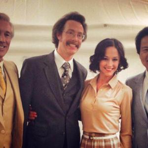 Dawn Hamil with Fred Galle Patrick Williams and Paul Chappell on Anchorman 2