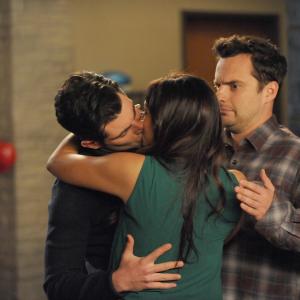 Still of Max Greenfield Hannah Simone and Jake Johnson in New Girl 2011