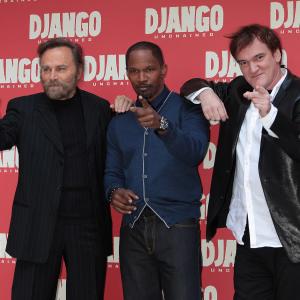 Quentin Tarantino Jamie Foxx and Franco Nero at event of Istrukes Dzango 2012