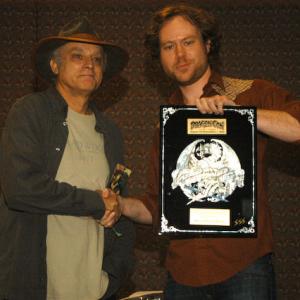 Director Dennis Hauck with Oscar Nominated actor Brad Dourif backstage at the 2008 Dragon*Con Awards.