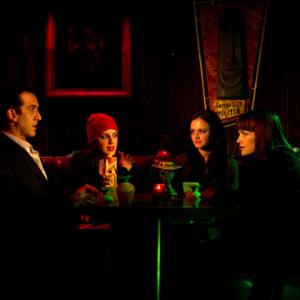Still of Carla Gugino, Alexis Bledel, Michelle Ryan and John Colella in Girl Walks Into a Bar (2011)