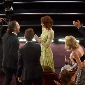 Emmanuel Lubezki and Emma Stone at event of The Oscars 2015