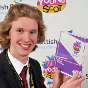 Mark Flood collecting his Young Scot Award